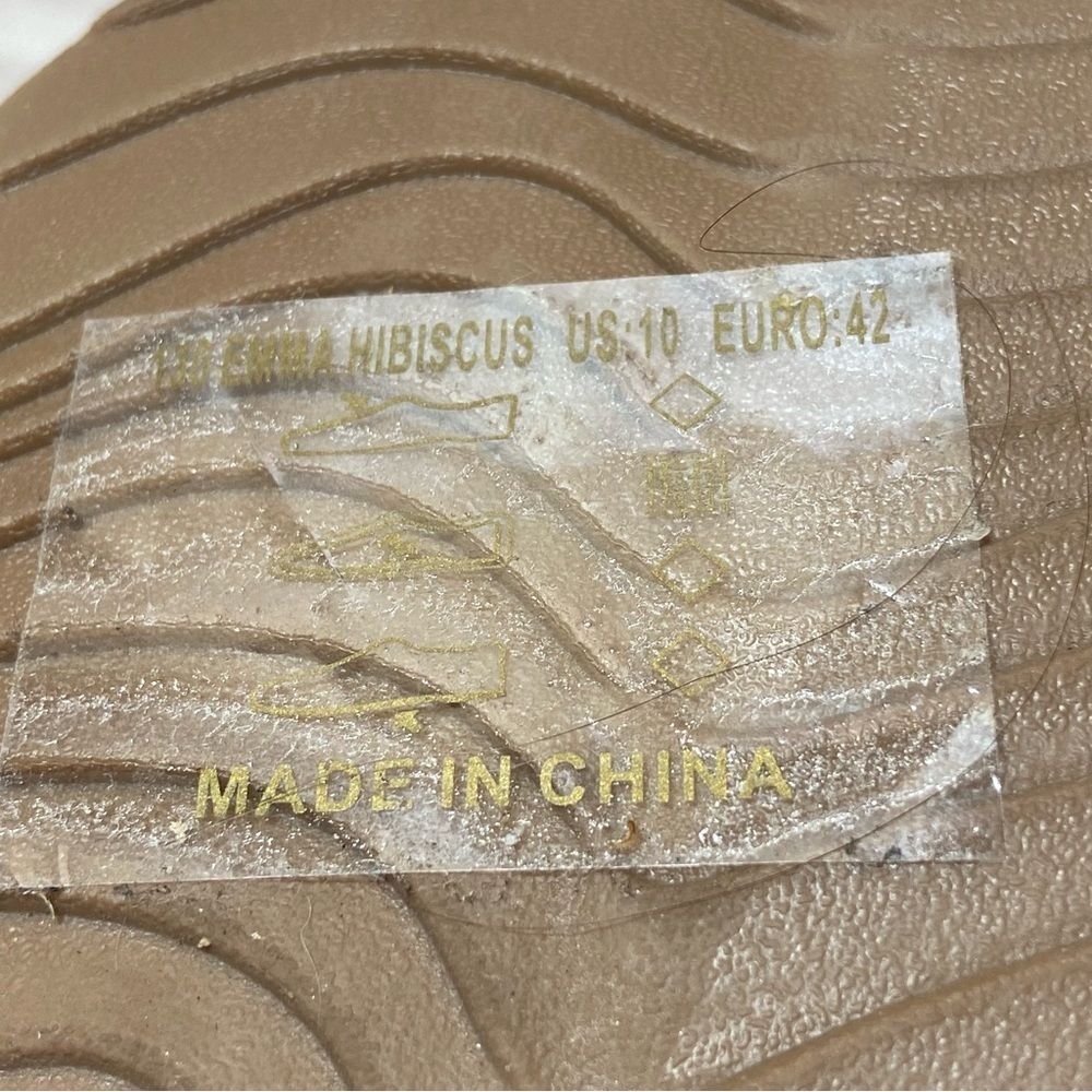 FLOJOS / Cream 130 Emma Hibiscus Thong Flip Flops Size 10 - Picture 8 of 9